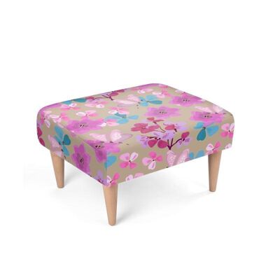 Pink Floral pattern designer footstool