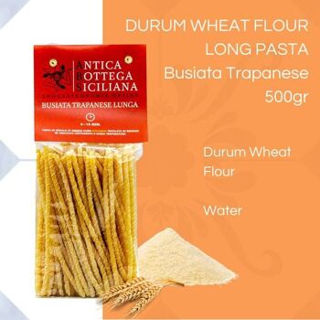 Pâtes longues de semoule de blé dur - Busiata Trapanese 500g 6