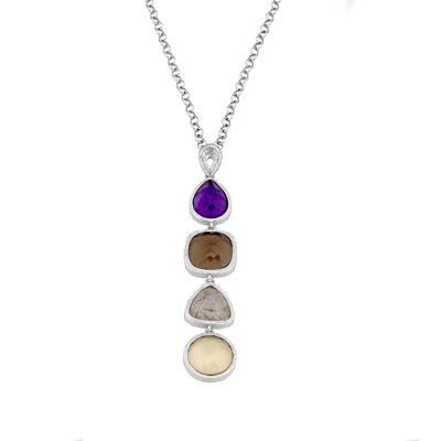 Silver pendant and four stones talia collection