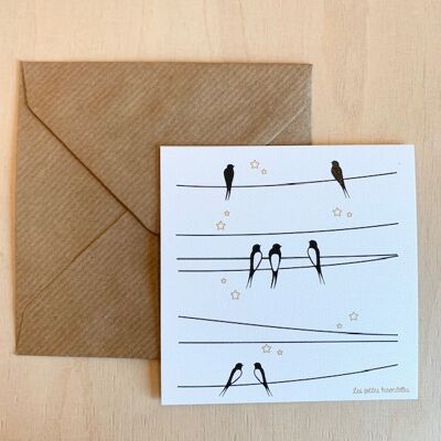 Note card - Swallows on the wire