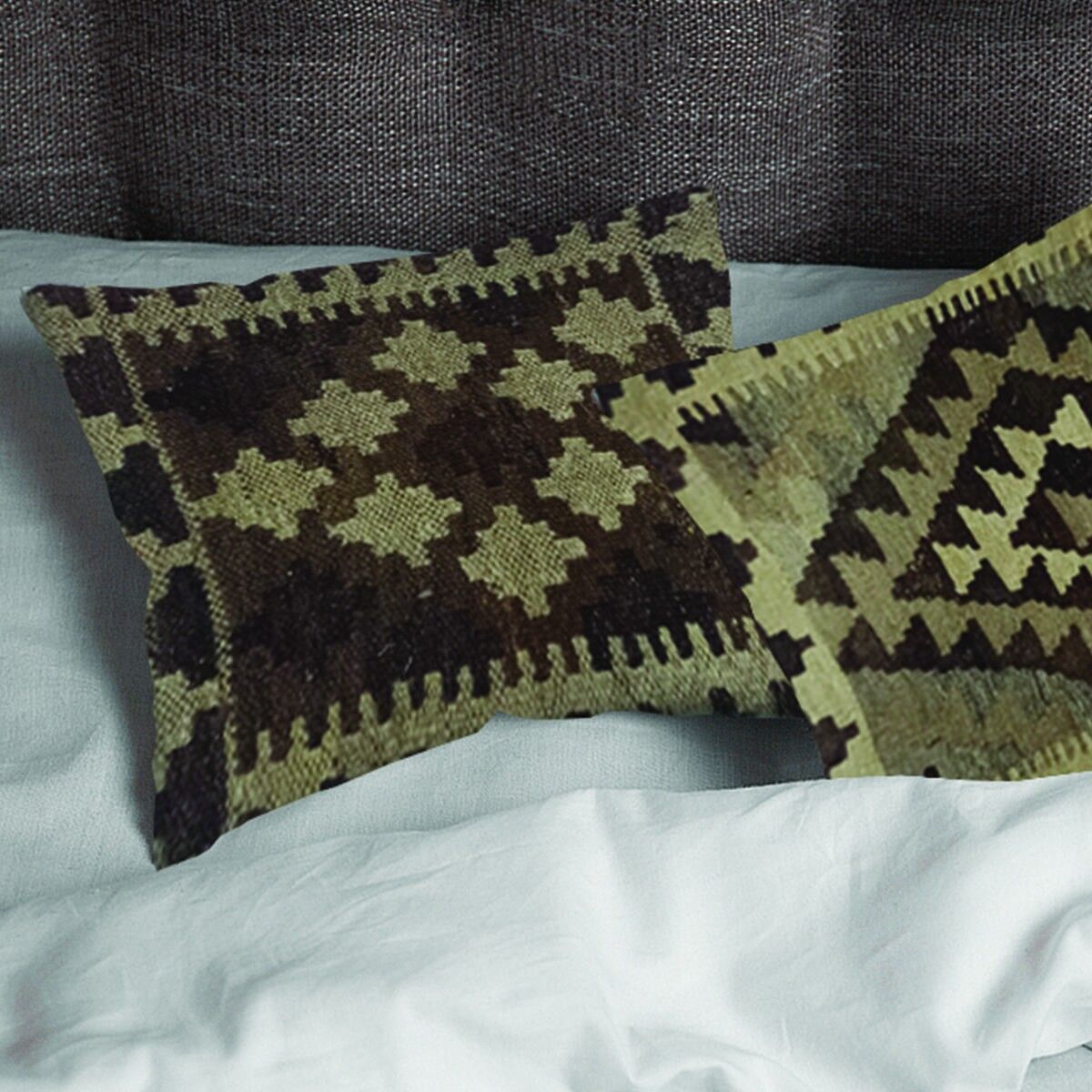 Fodera per cuscino mangusta intrecciata a mano Kilim