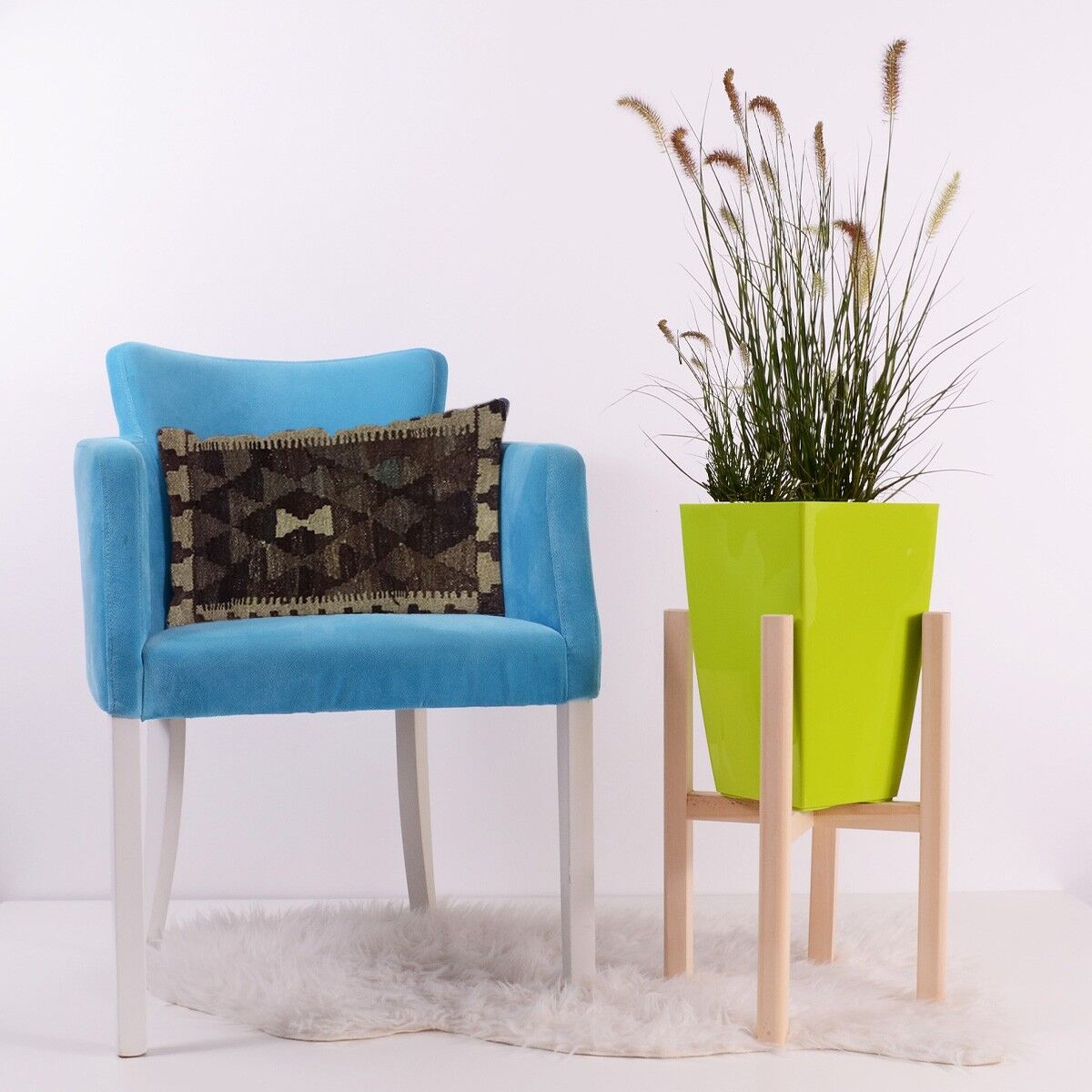 Kelim handvävt träigt brunt kuddfodral