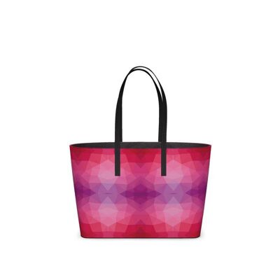 Pink poly pattern Leather Kika Tote Bag