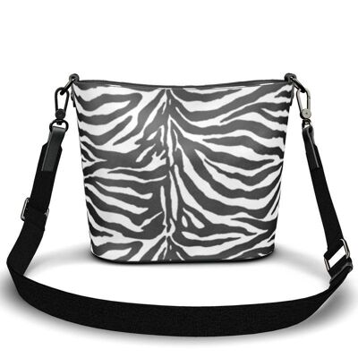 Black and white Zebra pattern Penzance Large Leather Bucket Tote