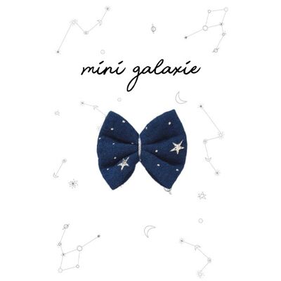 Mini bow hair clip - night blue & stars