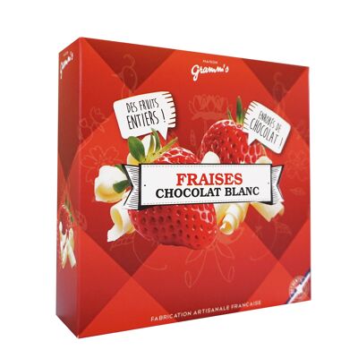 Fraises craquantes enrobées de chocolat blanc