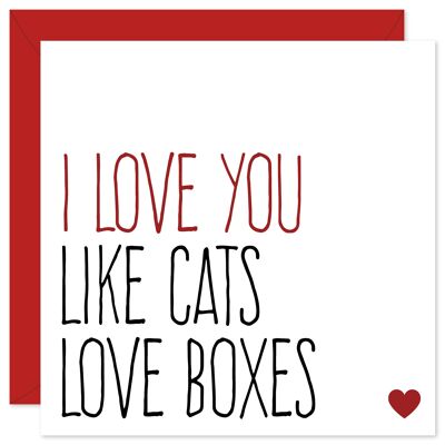 Carte de voeux de boîtes d'amour de chats