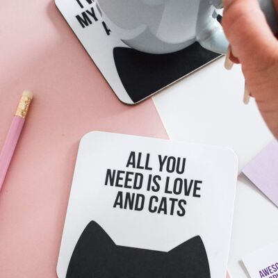 Love and cats coaster