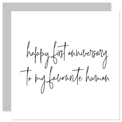 Favourite human first anniversary card