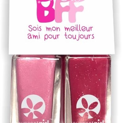 Dúo de esmaltes de uñas BFF Beauties Pink + glitter red