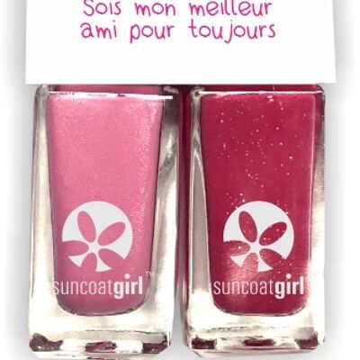 BFF Beauties Pink + glitter red nail polish duo