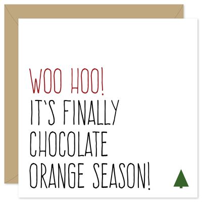 Tarjeta de Navidad de temporada de naranja chocolate