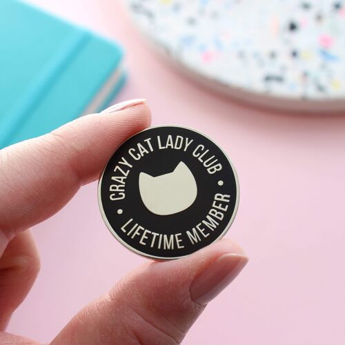 Crazy cat lady club enamel pin