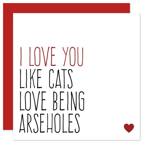 Cats love being arseholes greeting card