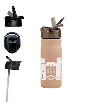 Straw drinkbottle 400ml Taupe Canal Houses