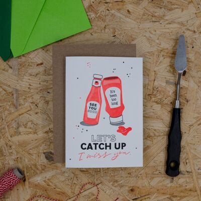 Carte de voeux "Ketchup" Carte pliante typographique avec enveloppe