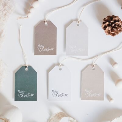 Minimalist Christmas Gift Tag Set | Merry Christmas | Christmas Gift Tag Set | Green, Beige, White