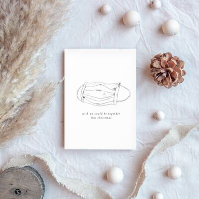 Minimalist COVID Christmas Cards | Cards, Beige, White, Copper, Green, Simple | Minimalist, Boho, Simple Christmas Greeting Cards
