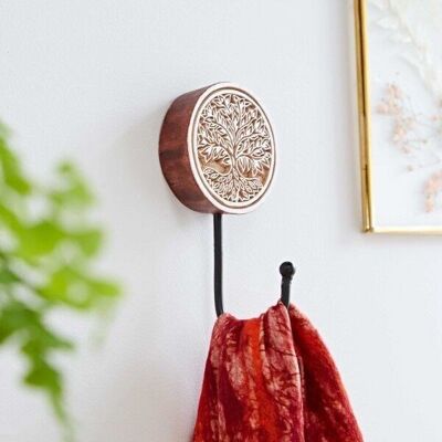 Hand Carved 'Tree of Life' Wooden Wall Hook