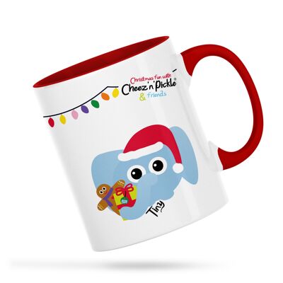 Tiny Elephant There's a Christmas Elephant in the Room Personalised Ceramic Mug - Red - Right handed
