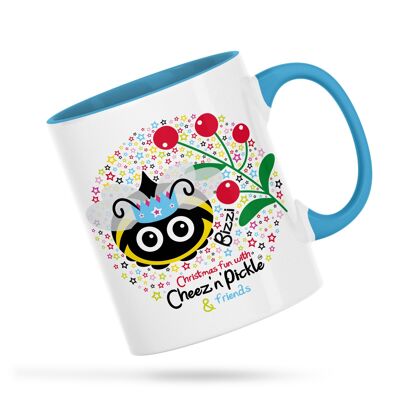 Bizzi Bee Christmas You Can Call Me Queen Bee Personalised Ceramic Mug - Blue - Left handed
