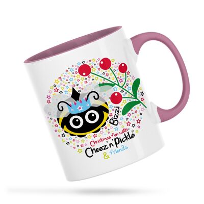 Bizzi Bee Christmas You Can Call Me Queen Bee Personalised Ceramic Mug - Pink - Right handed