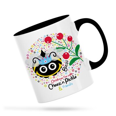 Bizzi Bee Christmas You Can Call Me Queen Bee Personalised Ceramic Mug - Black - Left handed