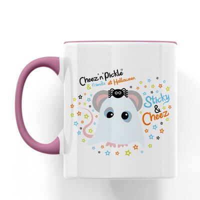 Cheez Mouse Ghost Halloween Ceramic Mug - Pink