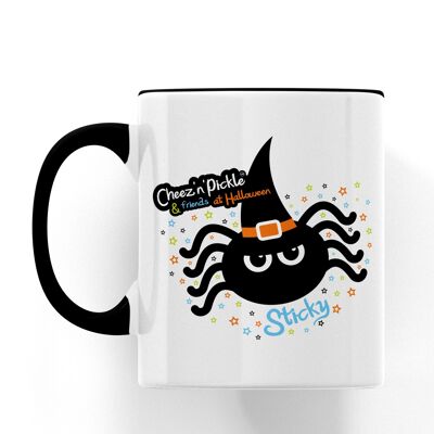 Sticky Spider Witch Halloween Ceramic Mug - Black
