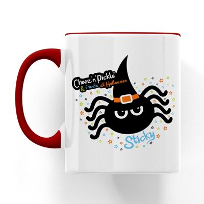 Sticky Spider Witch Halloween Ceramic Mug - Red