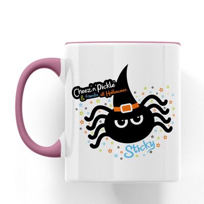 Sticky Spider Witch Halloween Ceramic Mug - Pink