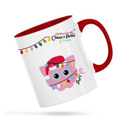 Puff the Pig Nothing Lights Up My Life More Than Pigs & Christmas Personalised Ceramic Mug - Red - Left handed
