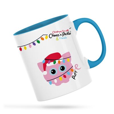 Puff the Pig Nothing Lights Up My Life More Than Pigs & Christmas Personalised Ceramic Mug - Blue - Left handed