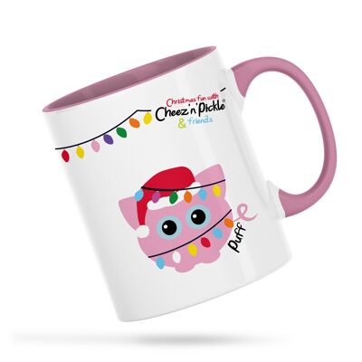 Puff the Pig Nothing Lights Up My Life More Than Pigs & Christmas Personalised Ceramic Mug - Pink - Left handed