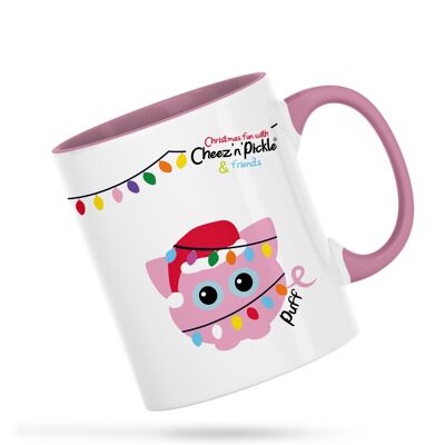 Puff the Pig Nothing Lights Up My Life More Than Pigs & Christmas Personalised Ceramic Mug - Pink - Right handed
