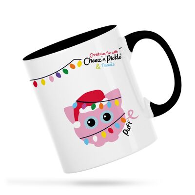 Puff the Pig Nothing Lights Up My Life More Than Pigs & Christmas Personalised Ceramic Mug - Black - Right handed