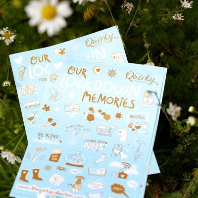 Our Lockdown Memories A5 peelable sticker sheets with 90 stickers (Selections 1 & 2)