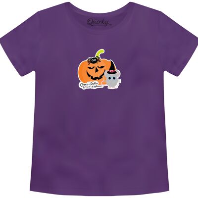 100% Cotton Crew Neck Toddler's Halloween T-shirt featuring Sticky and Cheez with Pumpkin - 3-4 UK Kids Purple