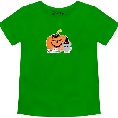 100% Cotton Crew Neck Toddler's Halloween T-shirt featuring Sticky and Cheez with Pumpkin - 3-4 UK Toddler's Green