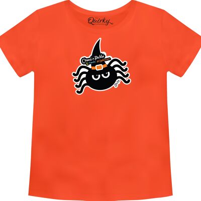 100% Cotton Crew Neck Toddler's Halloween T-shirt featuring Sticky Spider - 3-4 UK Toddler's Orange