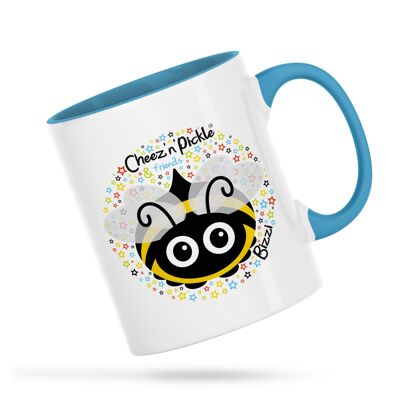 Buzz off! This is MY mug! Bizzi Bee Personalised Ceramic Mug - Blue - Right