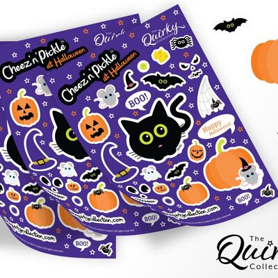 Cheez 'n' Pickle & friends at Halloween Set of 3 A5 peelable animal sticker sheets