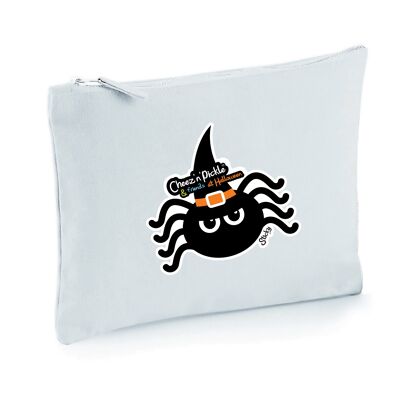 Sticky Spider Halloween Themed Multi Use 100% Brushed Cotton Canvas Zip Bag - Off white