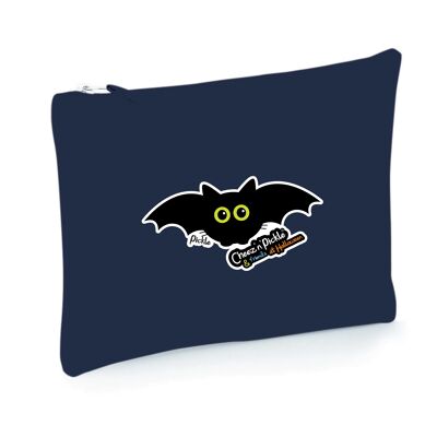 Pickle Bat Halloween Themed Multi Use 100% Brushed Cotton Canvas Zip Bag - Navy