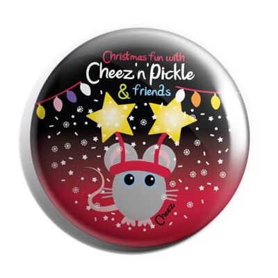 Cheez Mouse Doodle Bopper 38mm Christmas Button Badge