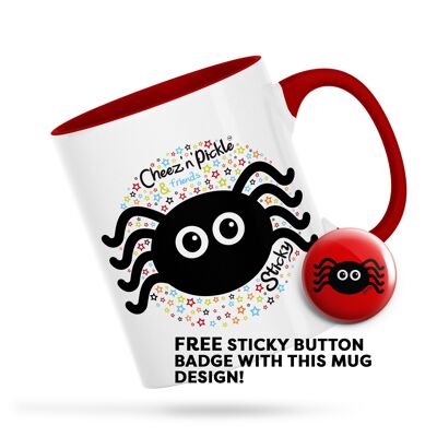 I'll Give You 8 Reasons Not To Touch MY Mug! Sticky Spider Personalised Ceramic Mug - Pink - Left