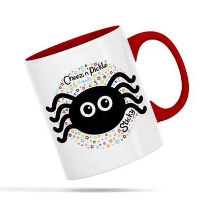 I'll Give You 8 Reasons Not To Touch MY Mug! Sticky Spider Personalised Ceramic Mug - Red - Left