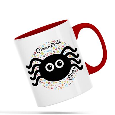 I'll Give You 8 Reasons Not To Touch MY Mug! Sticky Spider Personalised Ceramic Mug - Red - Right