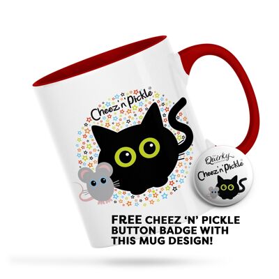 Best friends FOREVER! Cheez 'n' Pickle Personalised Ceramic Mug RED