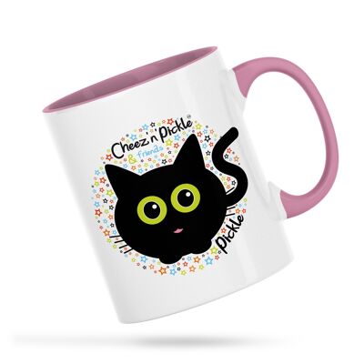 MY Mug Always Lands On Its Feet! Pickle Cat Personalised Ceramic Mug - Pink - Right